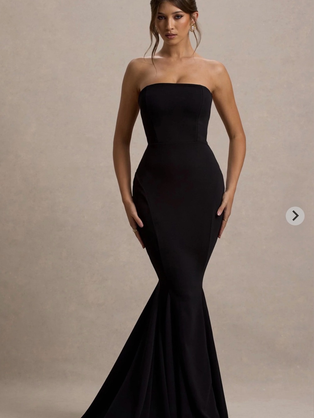 Club L London Impress Me Strapless Black Fishtail Gown Size 6